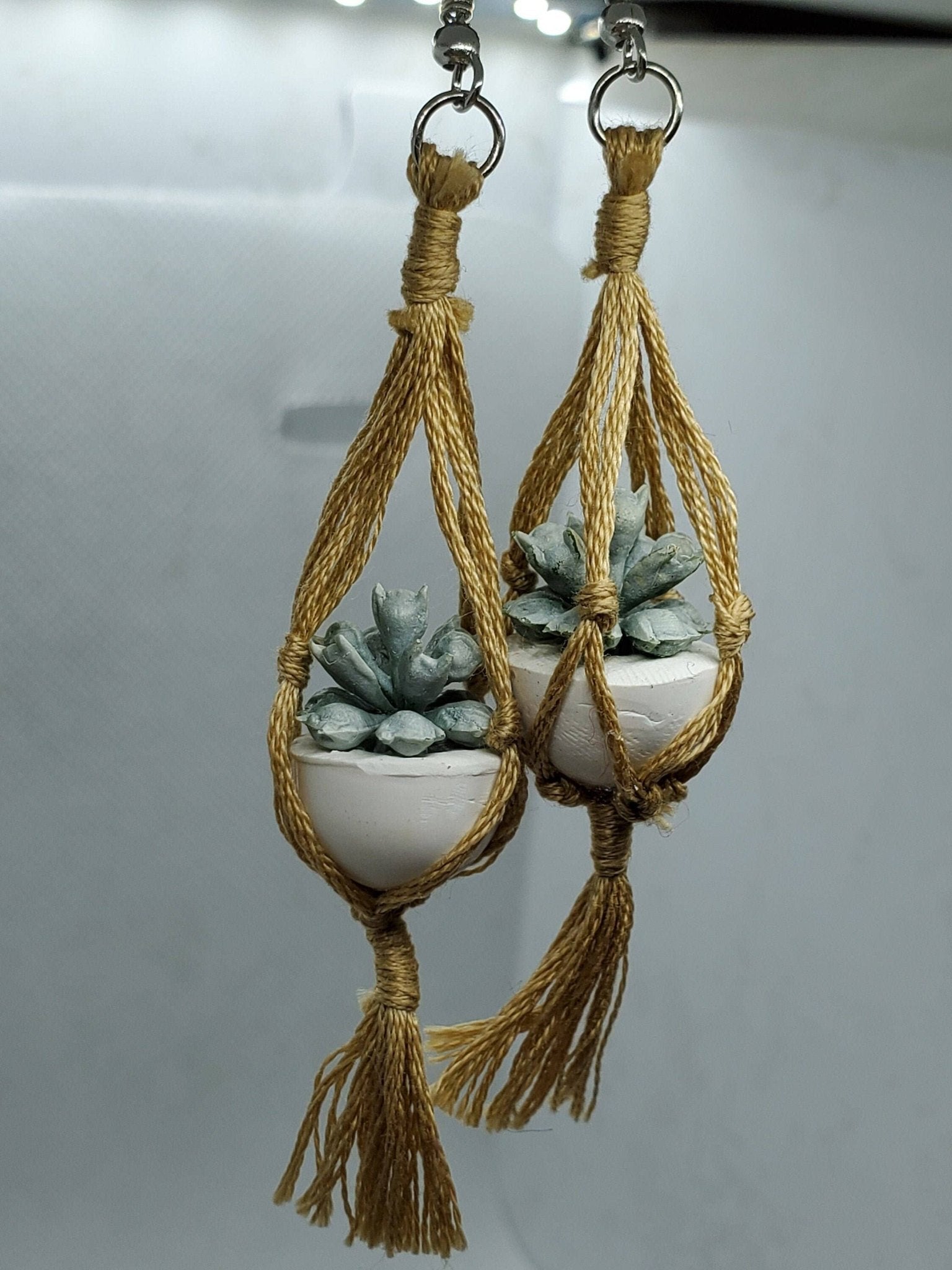 Macrame Earrings, Hanging Plant Earrings, Plant Earrings - Lalka Beauty Co.