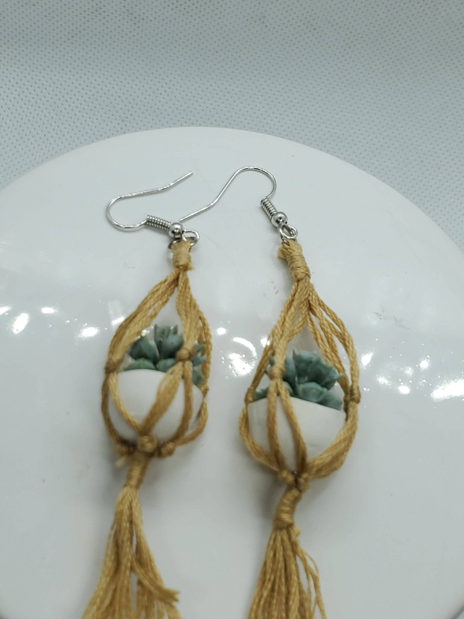 Macrame Earrings, Hanging Plant Earrings, Plant Earrings - Lalka Beauty Co.