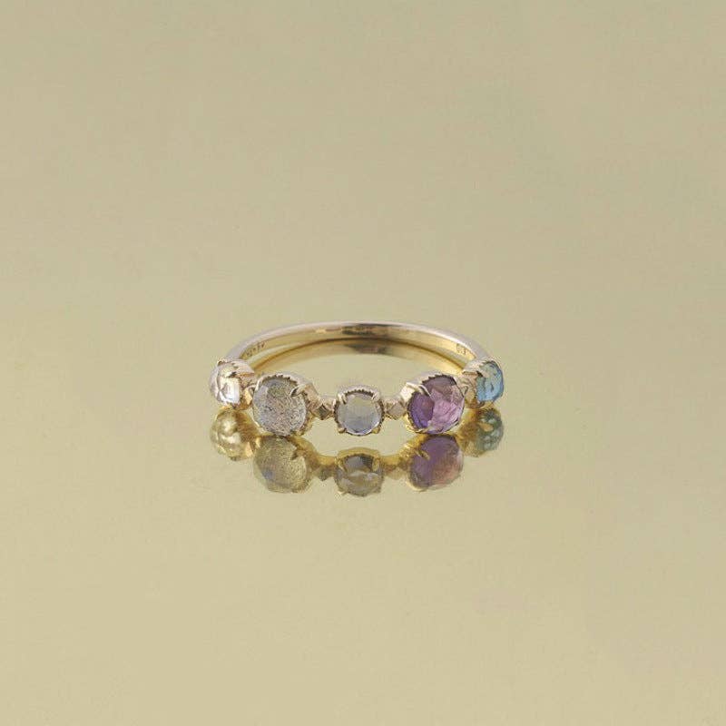 Multi Crystal Stone Band Ring in 925 Sterling Silver - Lalka Beauty Co.