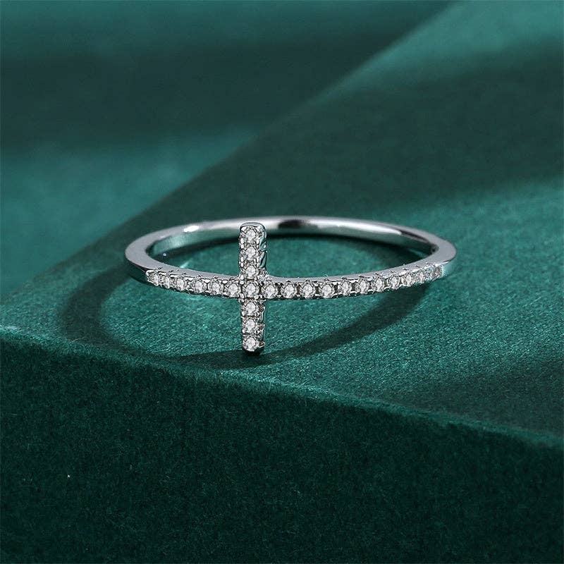 Pave Setting Cross Eternity Band Ring sterling silver - Lalka Beauty Co.