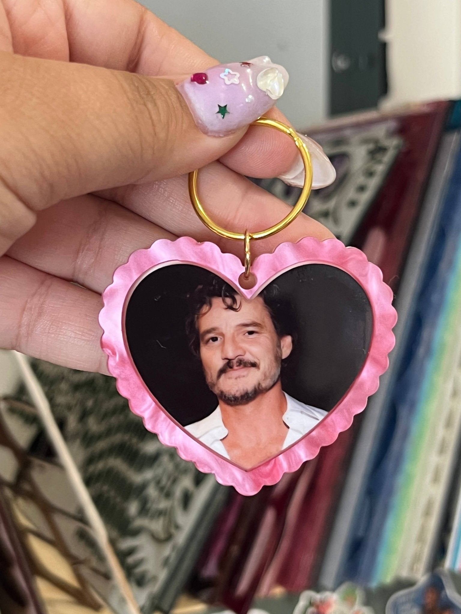 Pedro Pascal Heart Shaped Celebrity Keychain Keyring - Lalka Beauty Co.