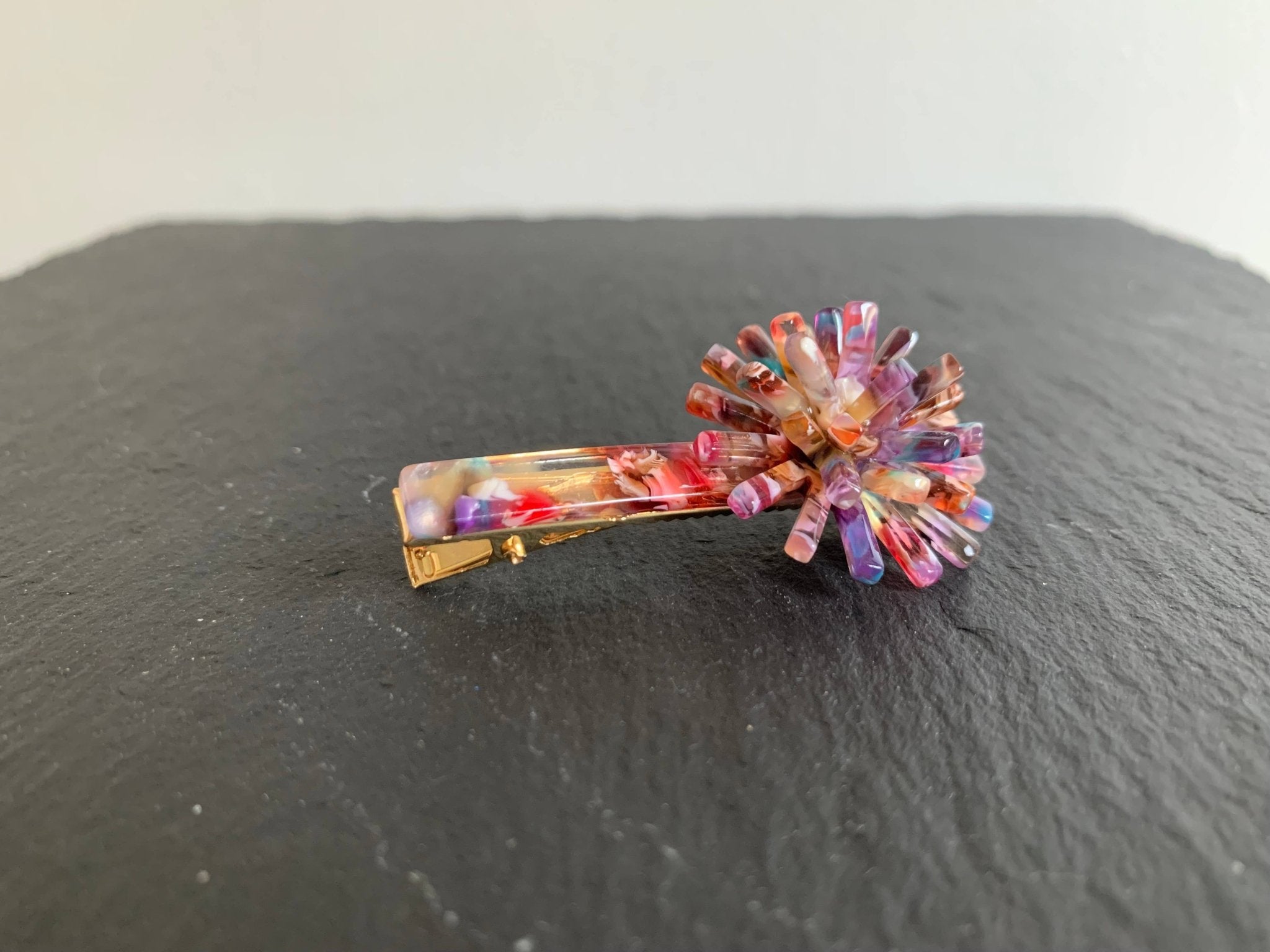 PomPom Burst Alligator Hair Clip Rainbow Sherbet - Lalka Beauty Co.