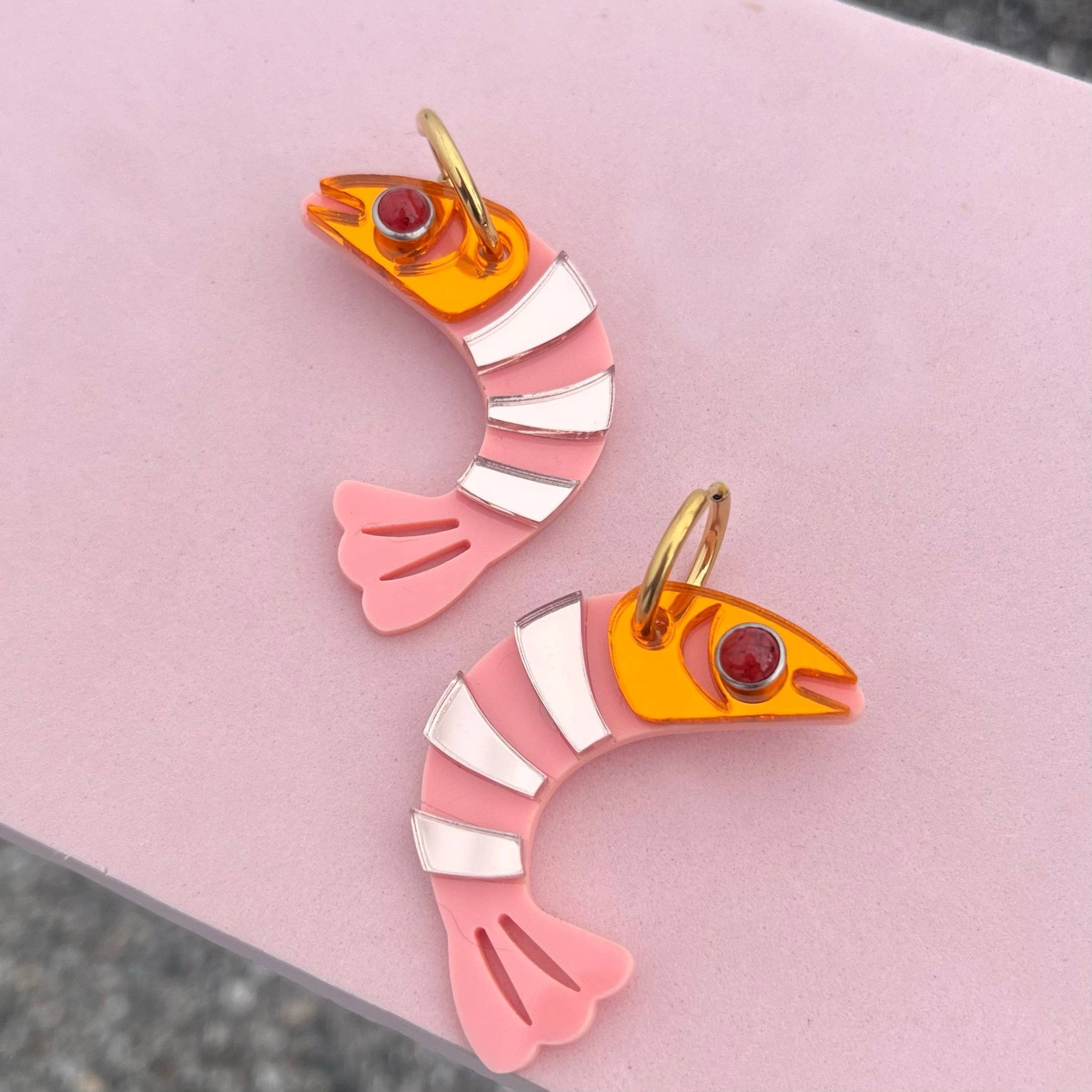 Shrimp Low Country Glam Hoops: Pink + Rose Gold + Orange - Lalka Beauty Co.