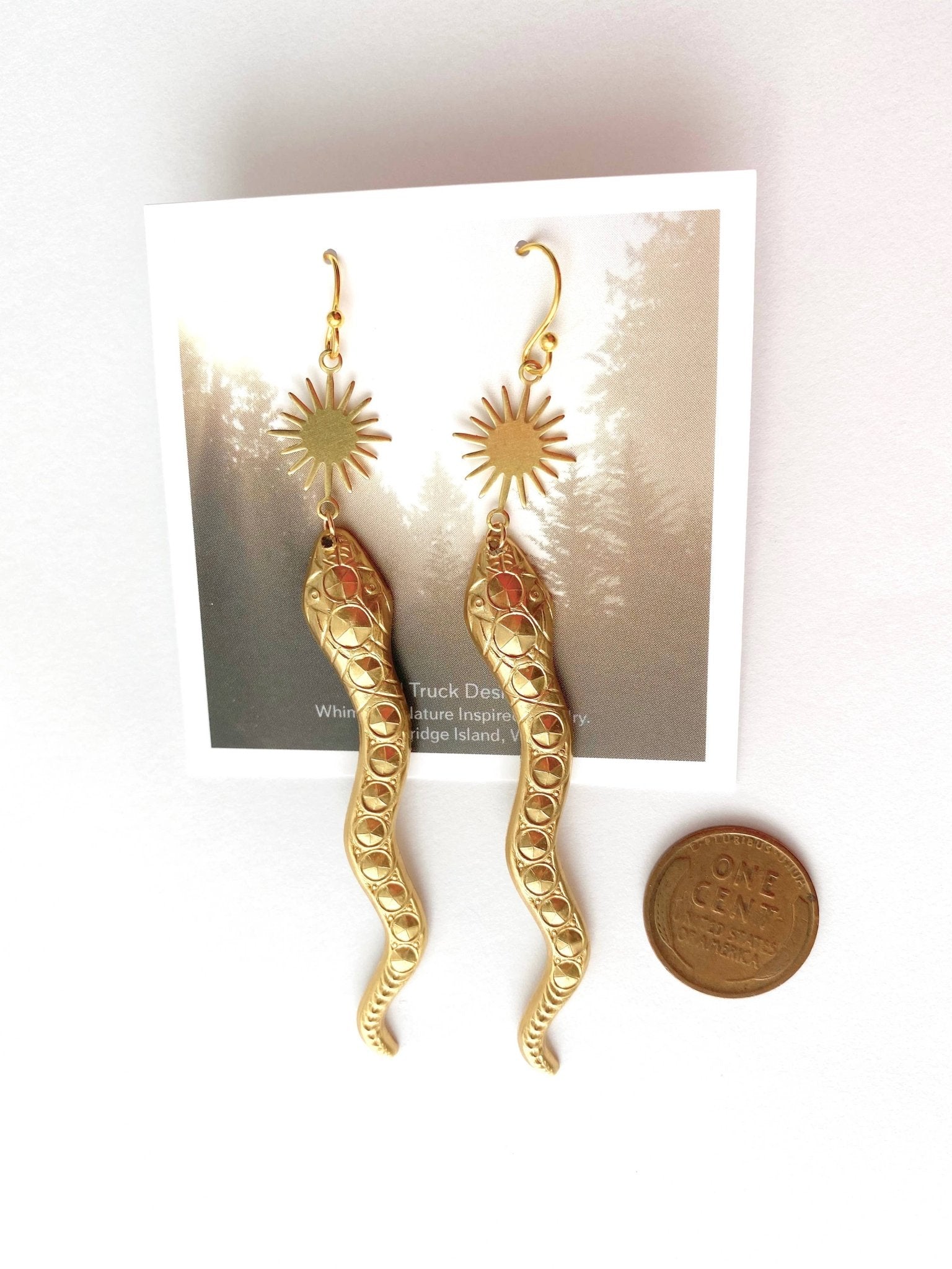 Snake Desert Sun Earrings Gold Rattlesnake Southwest - Lalka Beauty Co.