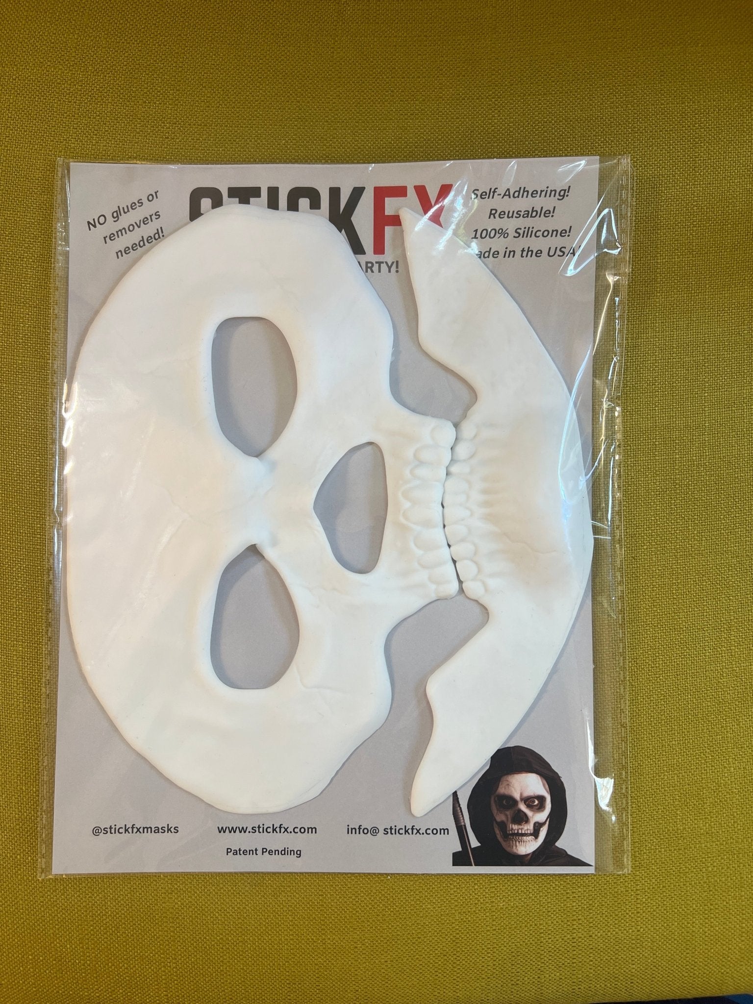 StickFX Skeleton Skull adult size reusable self stick silicone costume haunt cosplay Halloween mask - Lalka Beauty Co.