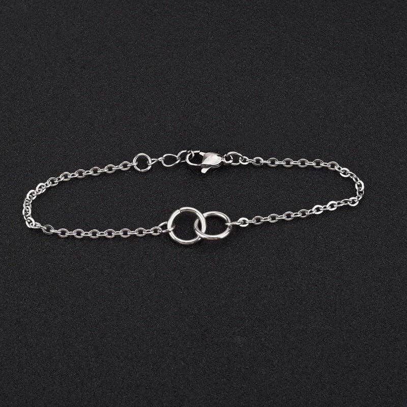 Surgical Stainless Steel Double Circle Ring 10mm 6/7/8 Inches Bracelet - Lalka Beauty Co.