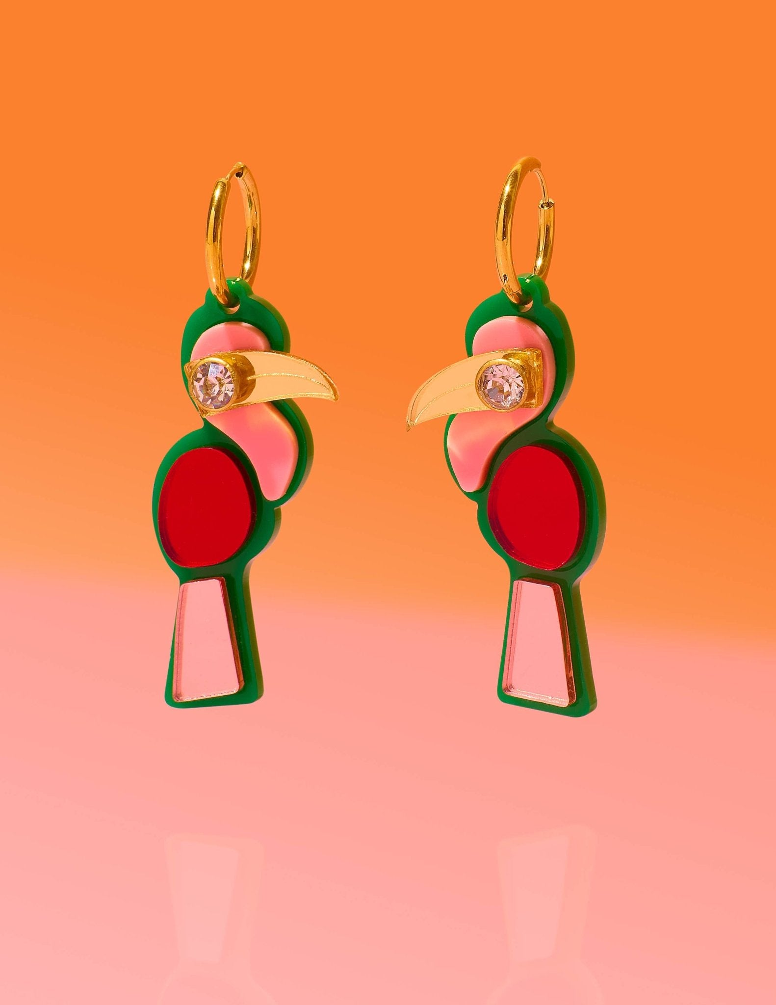 Toucan Hoop Earrings Green Multi - Lalka Beauty Co.