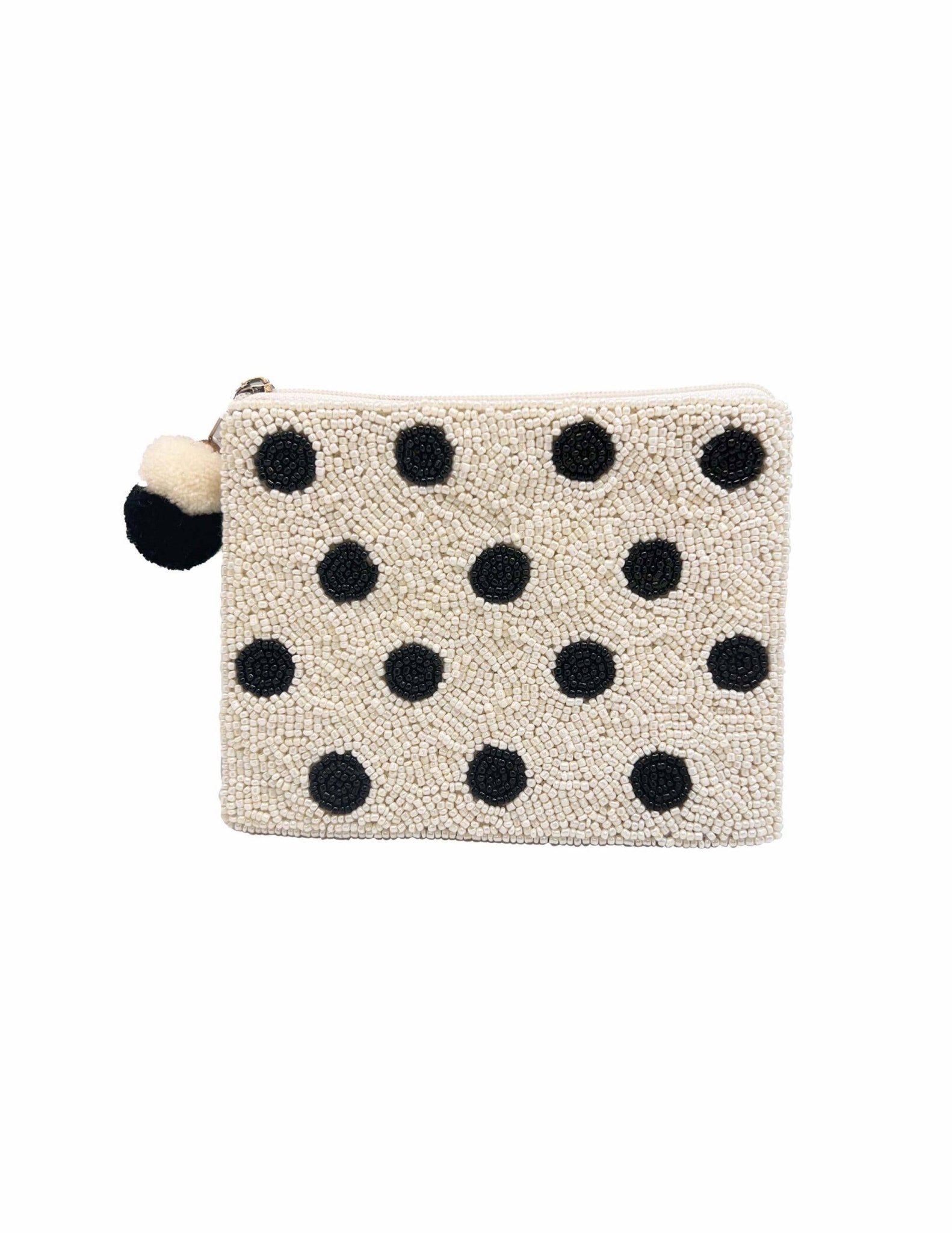 White Black Polka Dots Coin Purse - Lalka Beauty Co.