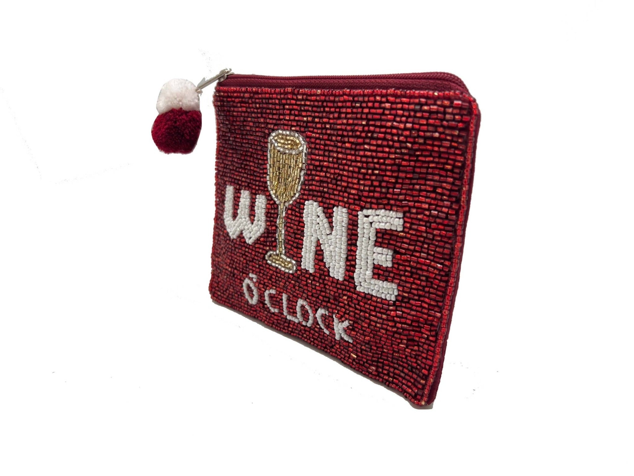 Wine O'clock Beaded Coin Purse - Lalka Beauty Co.